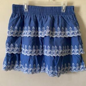 Blue and white pattern floral skirt